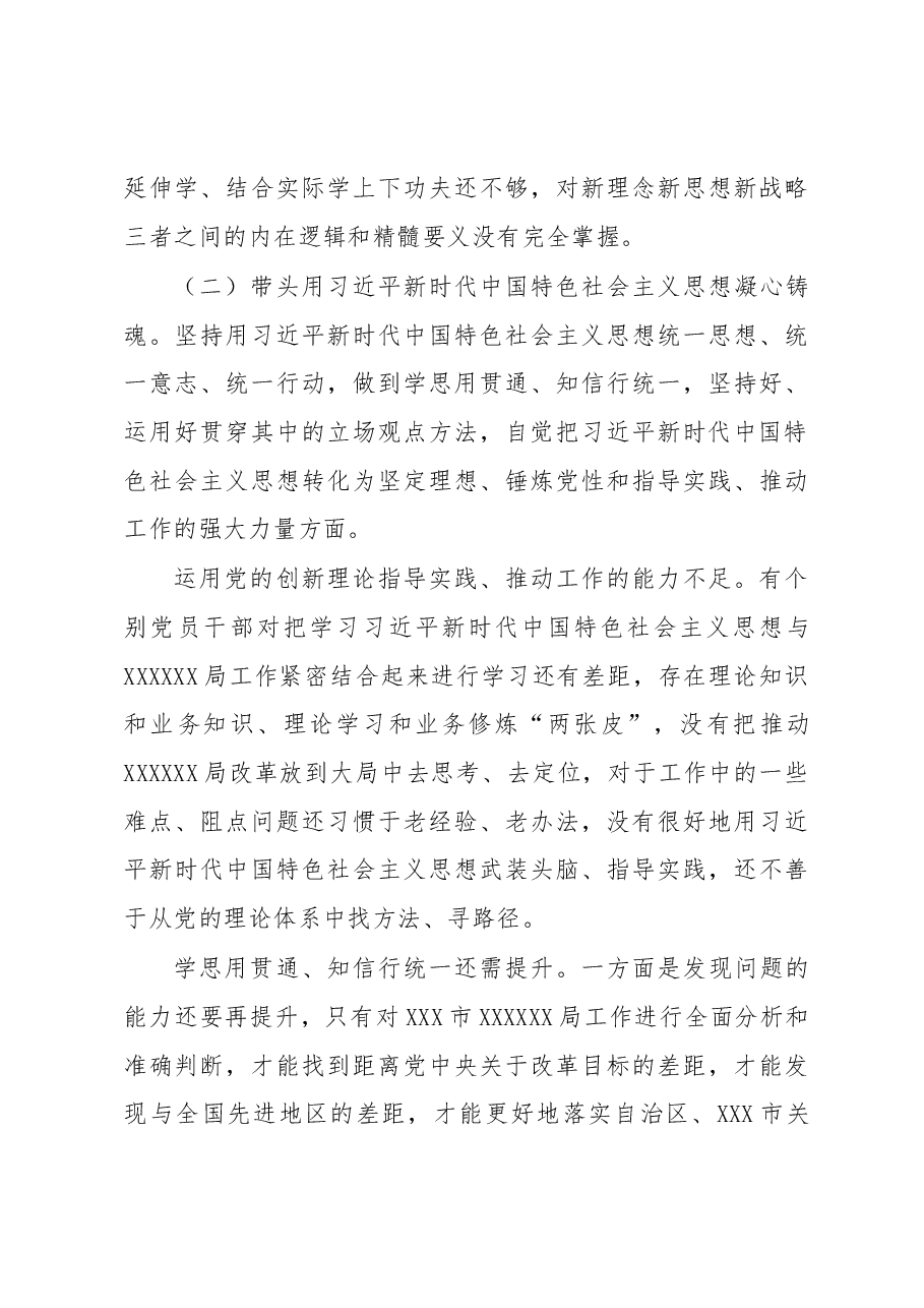 XX局党组2022年度民主生活会领导班子对照检查材料.docx,第3页预览