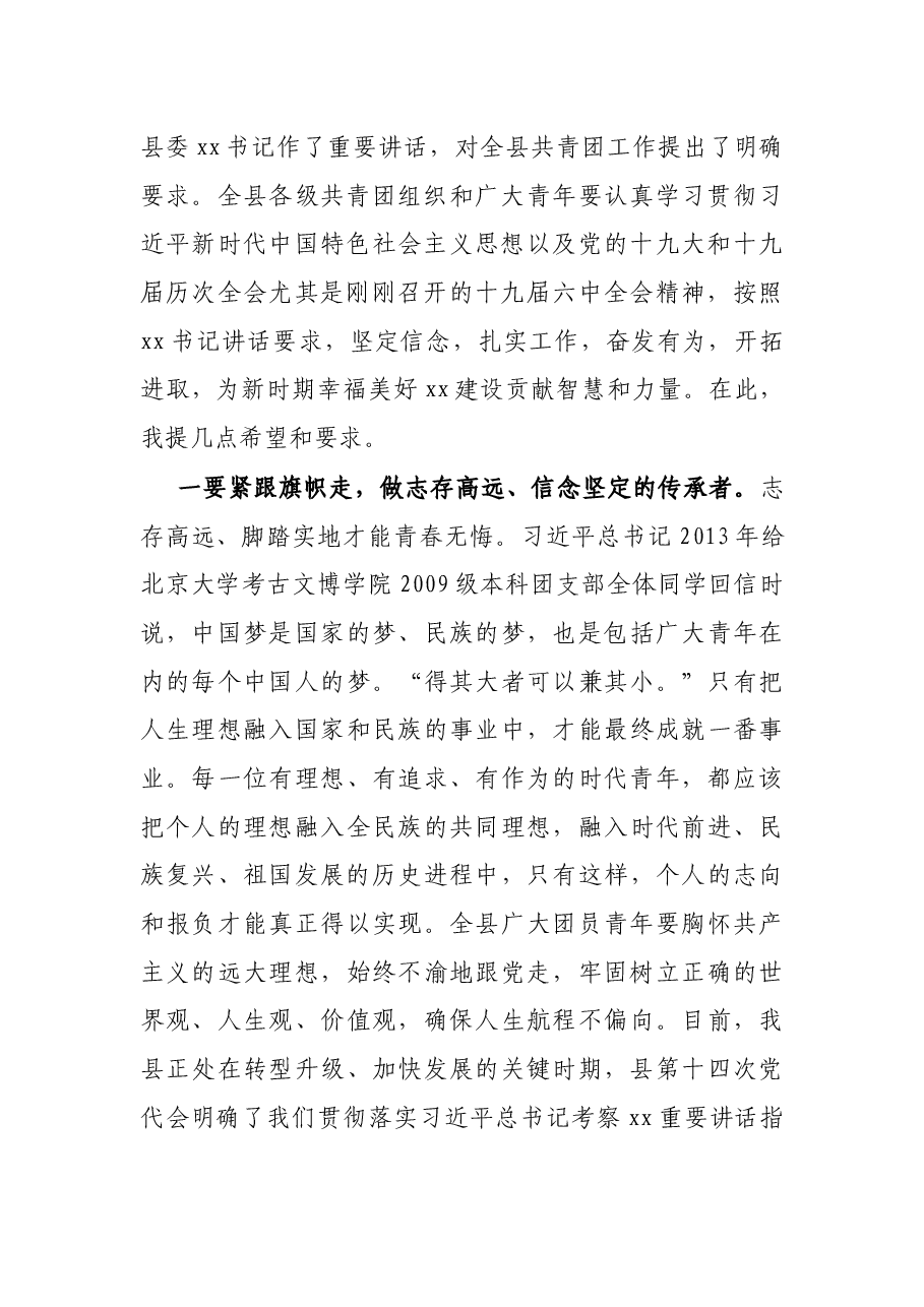 县委副书记在团代会闭幕式上的讲话.docx,第2页预览