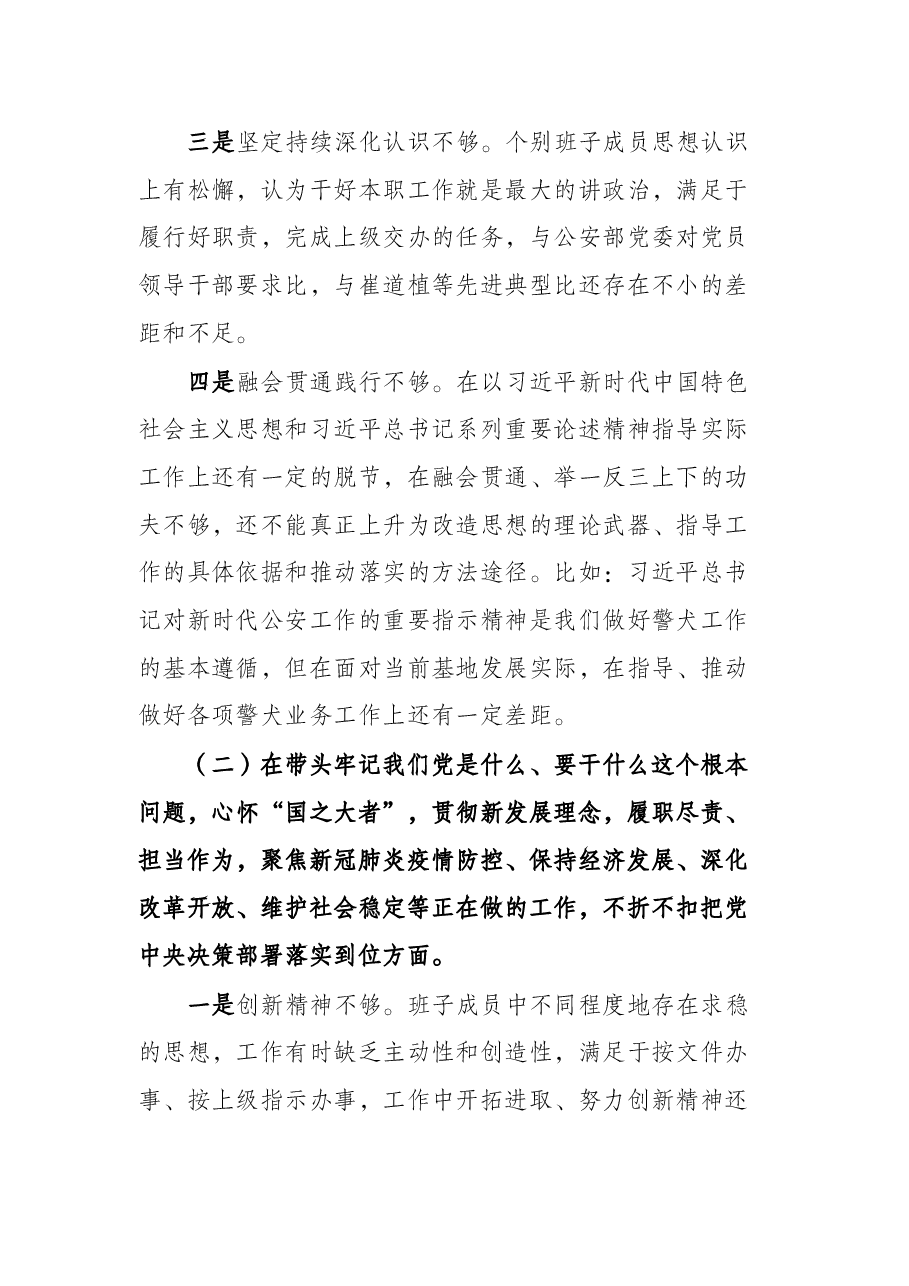 党委领导班子党史学习教育专题民主生活会对照检查材料.docx,第3页预览