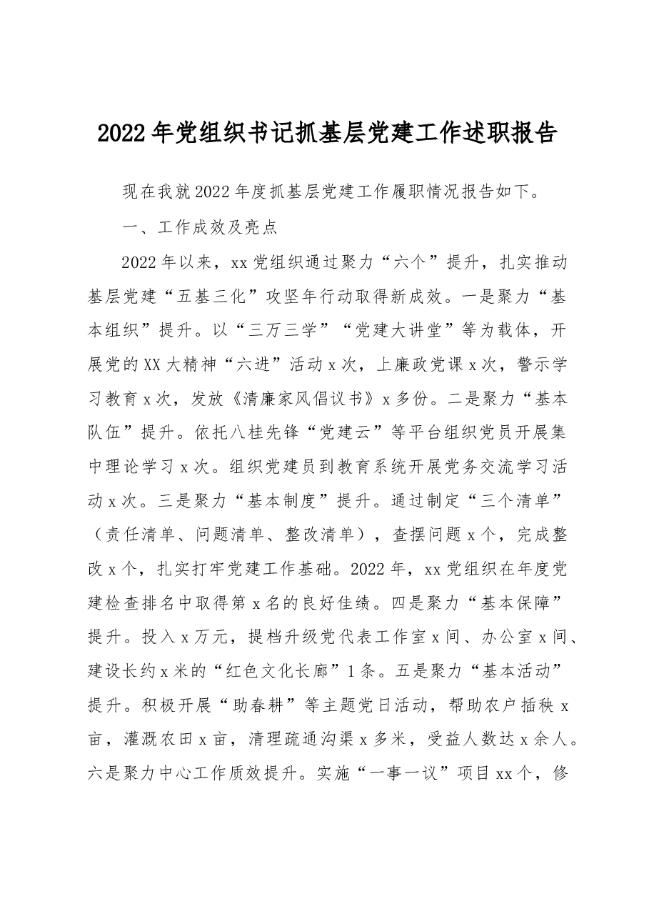 2022年党组织书记抓基层党建工作述职报告.docx,第1页预览