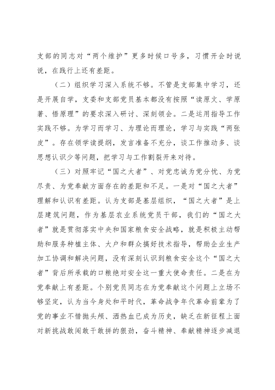 支部班子2022年度组织生活会对照检查材料.docx,第4页预览