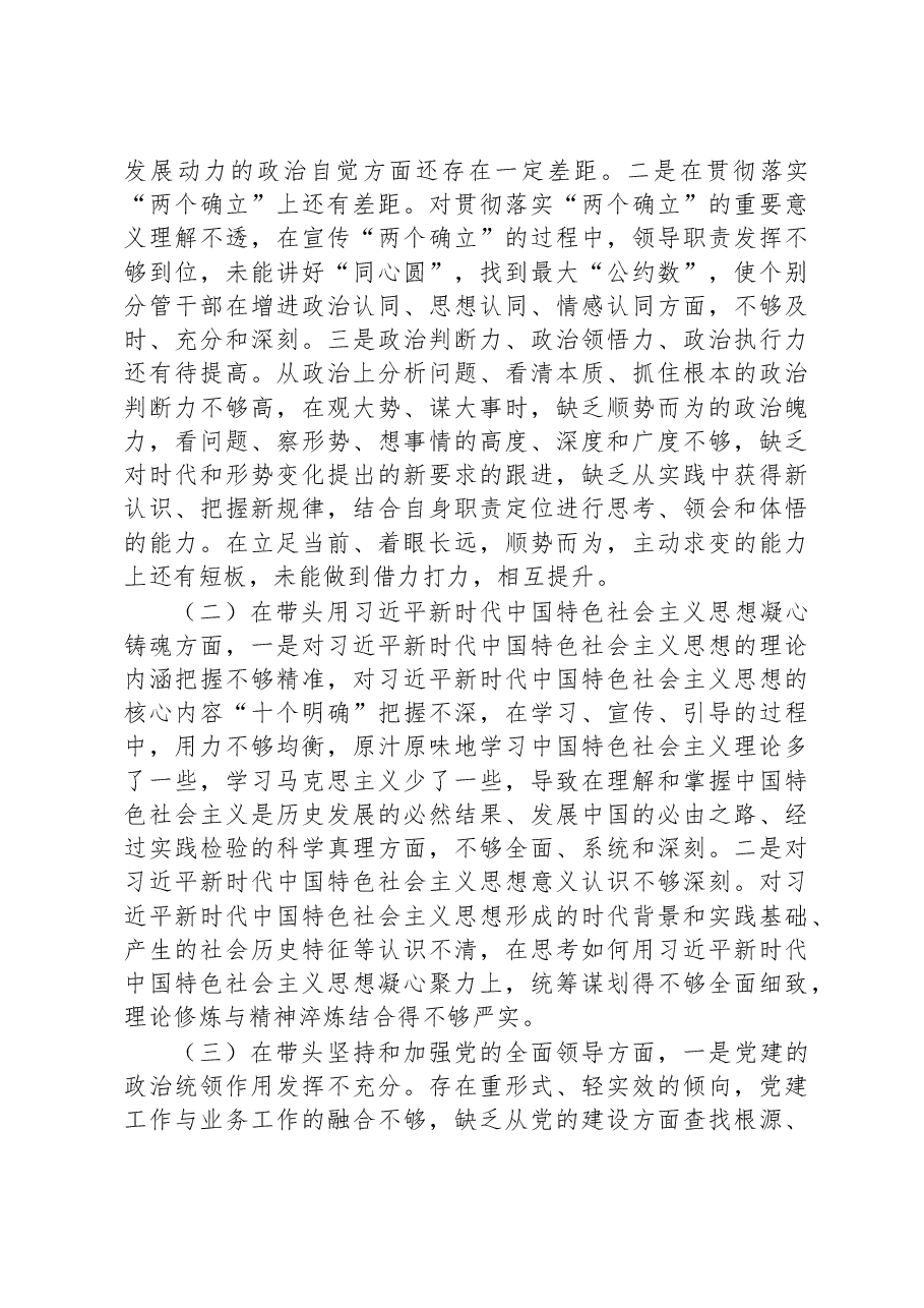 2022年市委书记民主生活会个人对照检查材料.docx,第2页预览