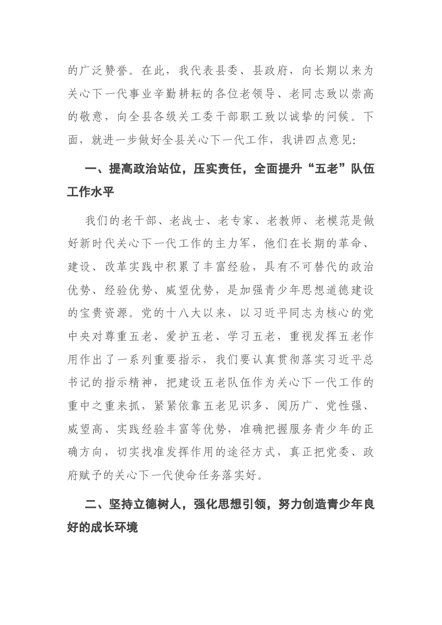 县委副书记在全县关心下一代工作会议上的讲话.docx,第2页预览