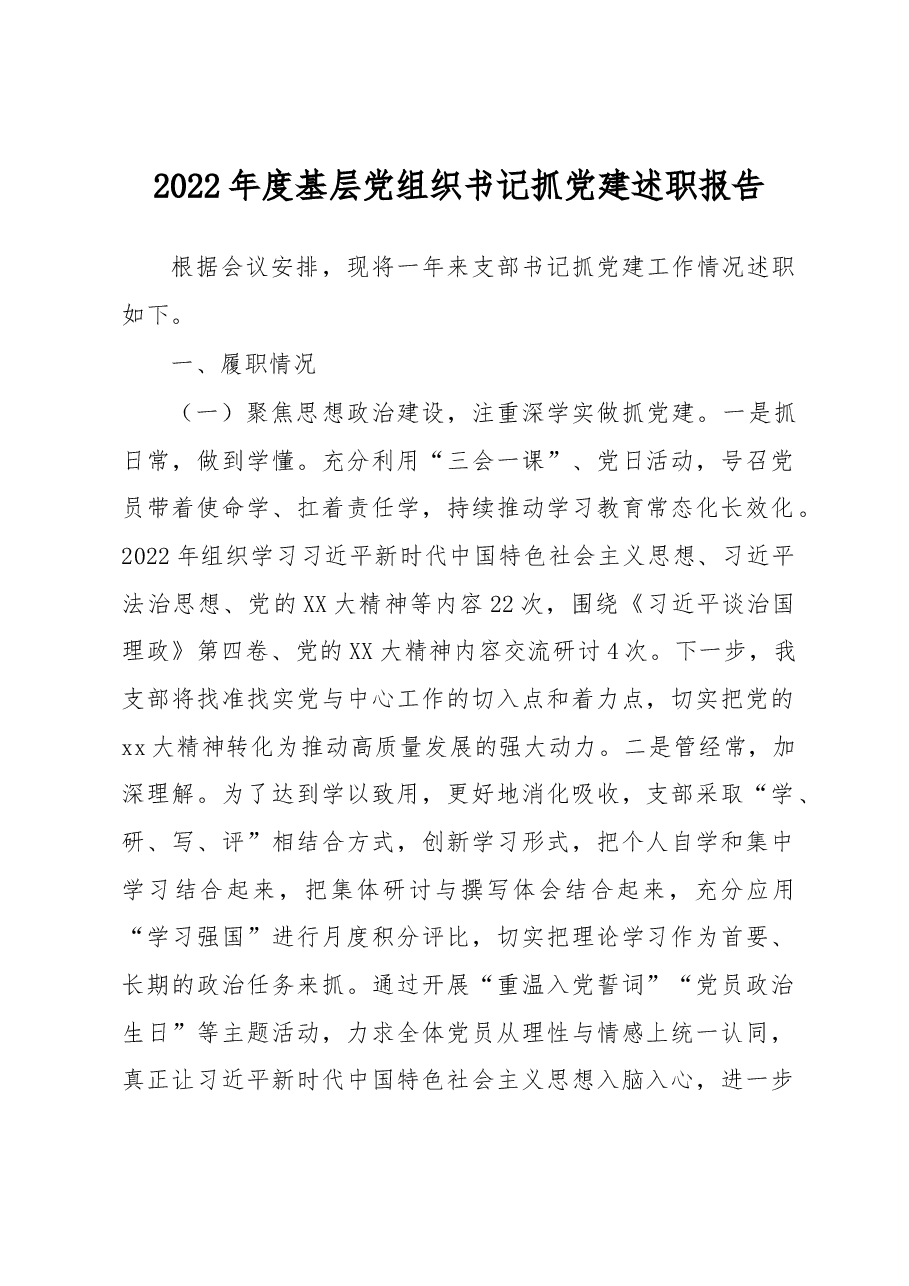 2022年度基层党组织书记抓党建述职报告.docx,第1页预览