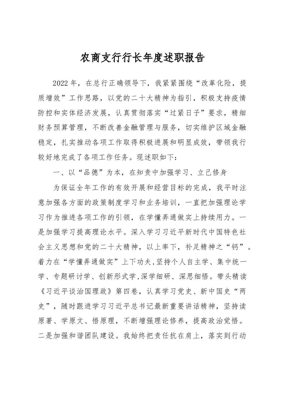 农商支行行长年度述职报告.docx,第1页预览