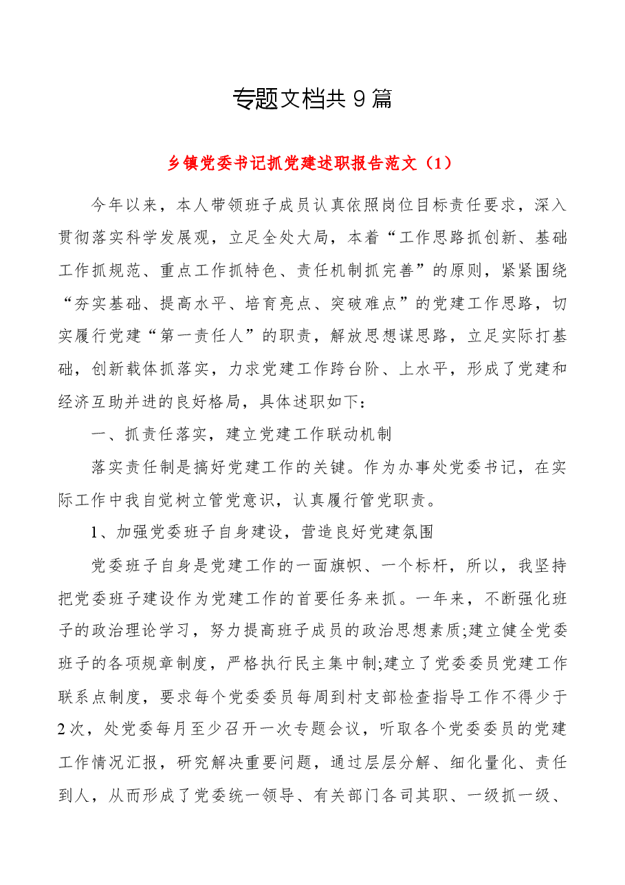 (9篇)乡镇党委书记抓党建述职报告范文.docx,第1页预览