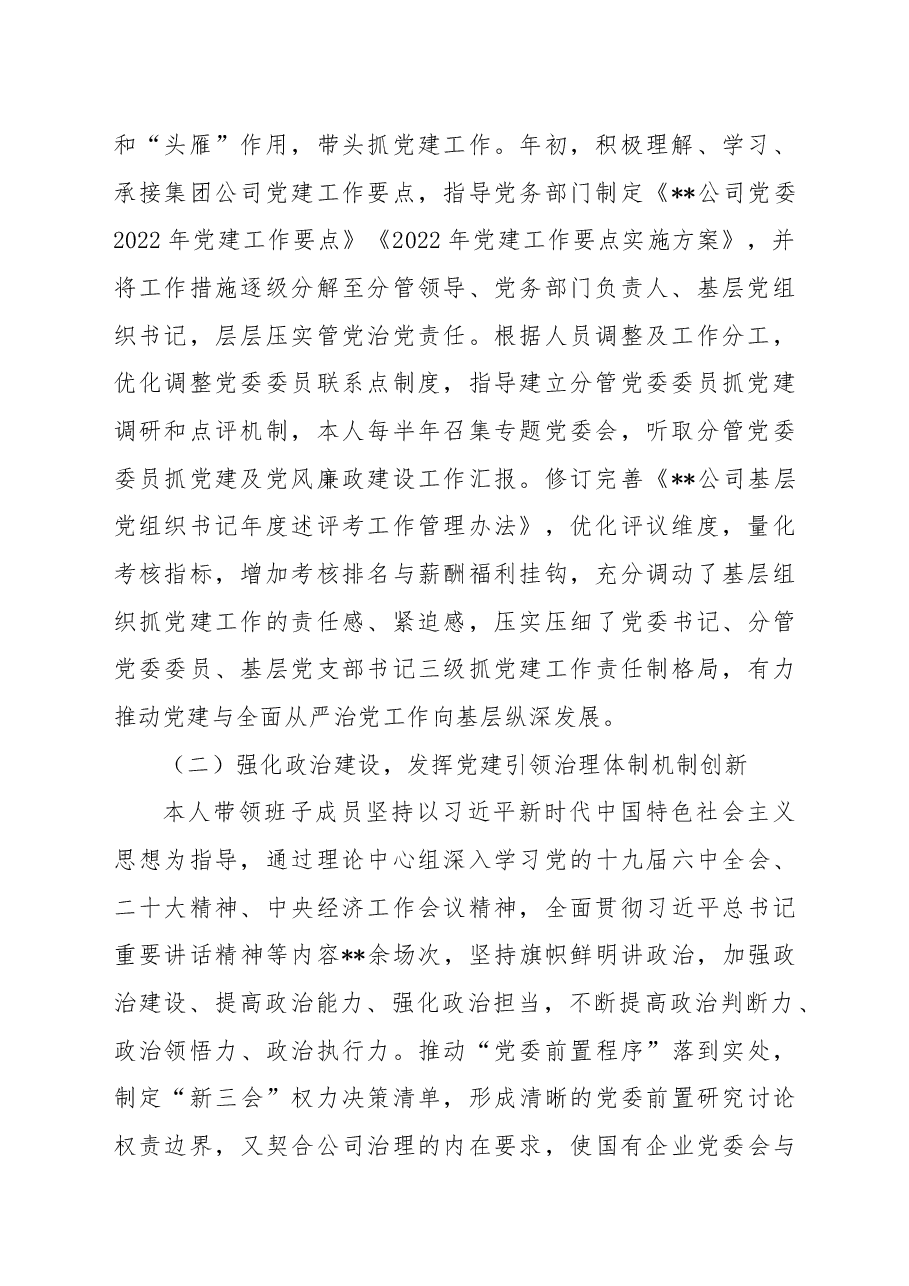 公司党委书记2022年党建工作述职报告.docx,第2页预览
