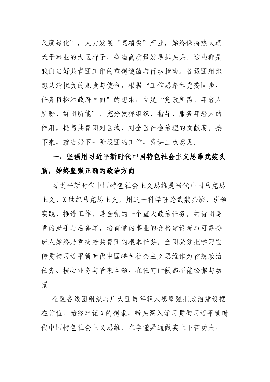 在共青团工作会暨区年轻人工作联席会议上的致辞.docx,第2页预览