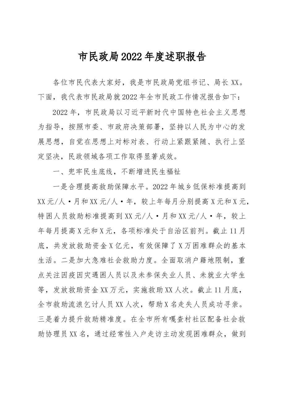 市民政局2022年度述职报告.docx,第1页预览