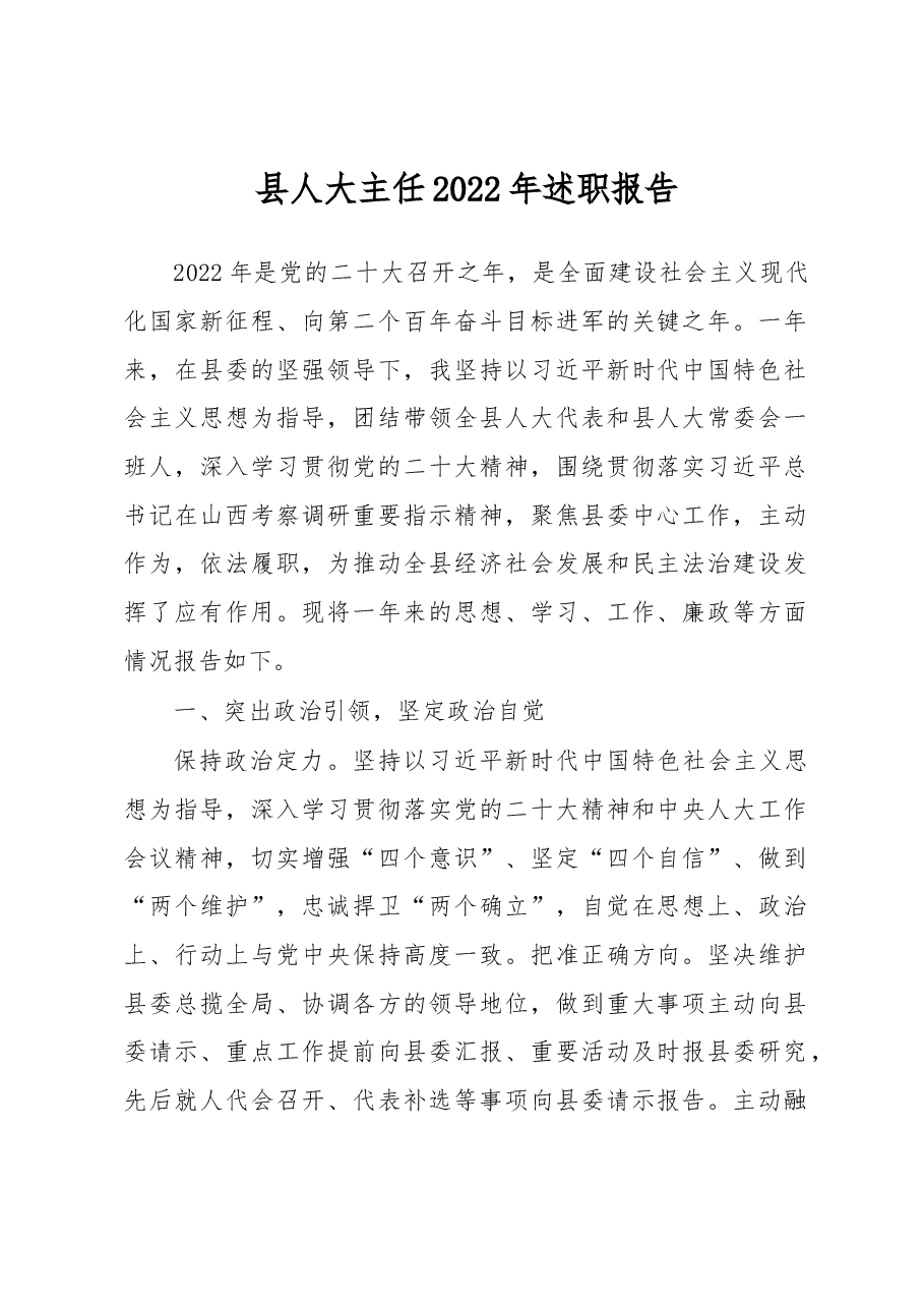 县人大主任2022年述职报告.docx,第1页预览