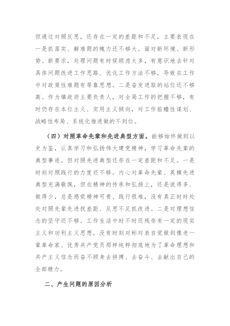 镇长2021年度组织生活会个人对照检查材料.docx,第3页预览