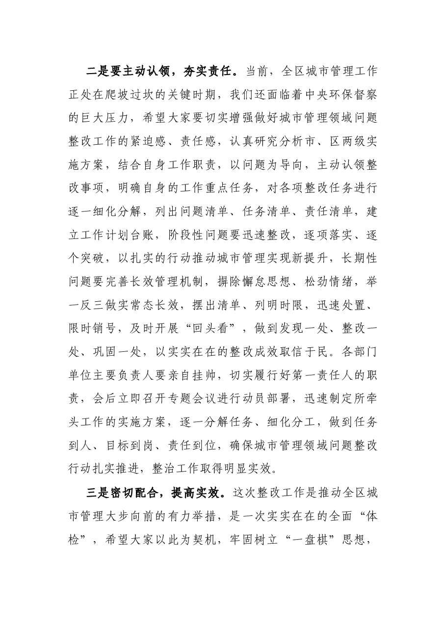 在全区城市管理领域问题整改工作会议上的讲话.docx,第3页预览