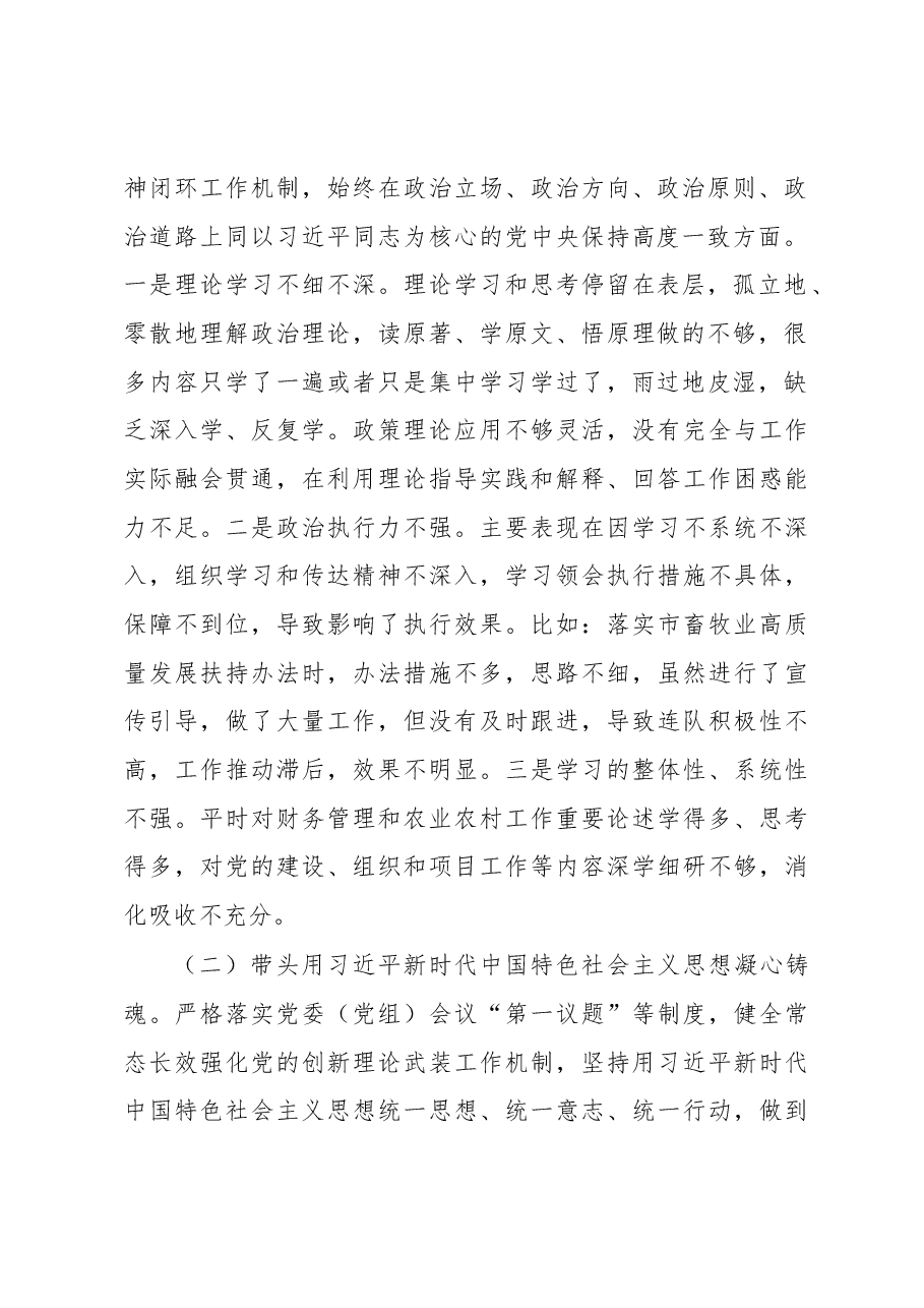 2022年度XX县常委、副县长民主生活会个人对照发言材料.docx,第2页预览
