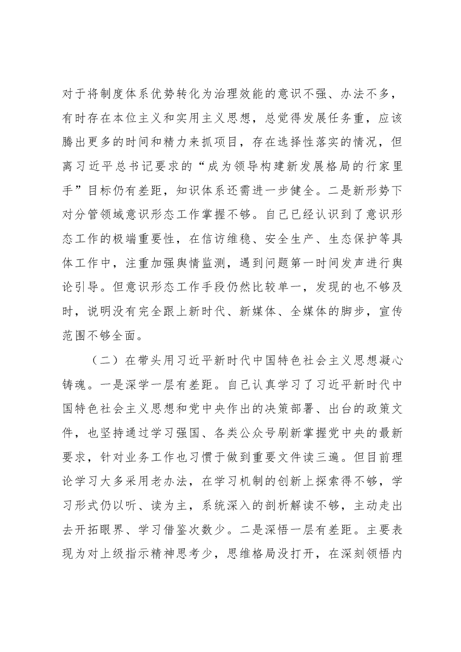 2022年党员领导干部民主生活会对照检查材料.docx,第2页预览
