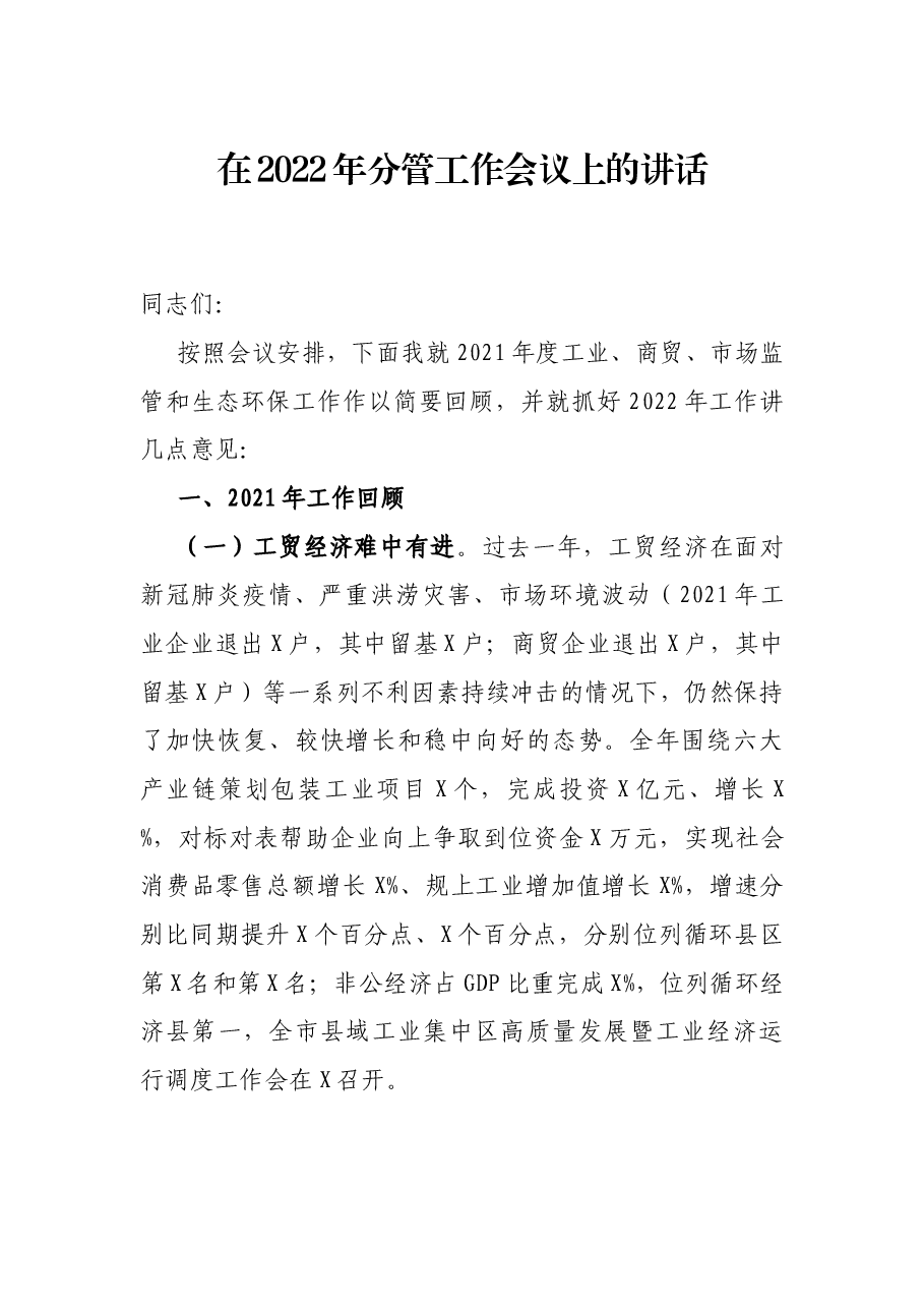 在2022年分管工作会议上的讲话.docx,第1页预览