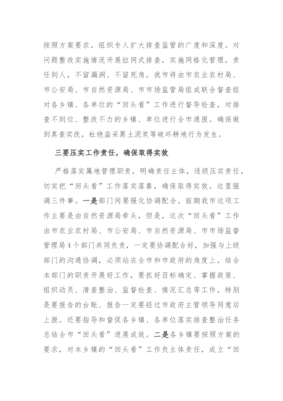 在全市严厉打击盗采黑土泥炭行为专项排查整治行动“回头看”工作会议上的讲话.docx,第3页预览
