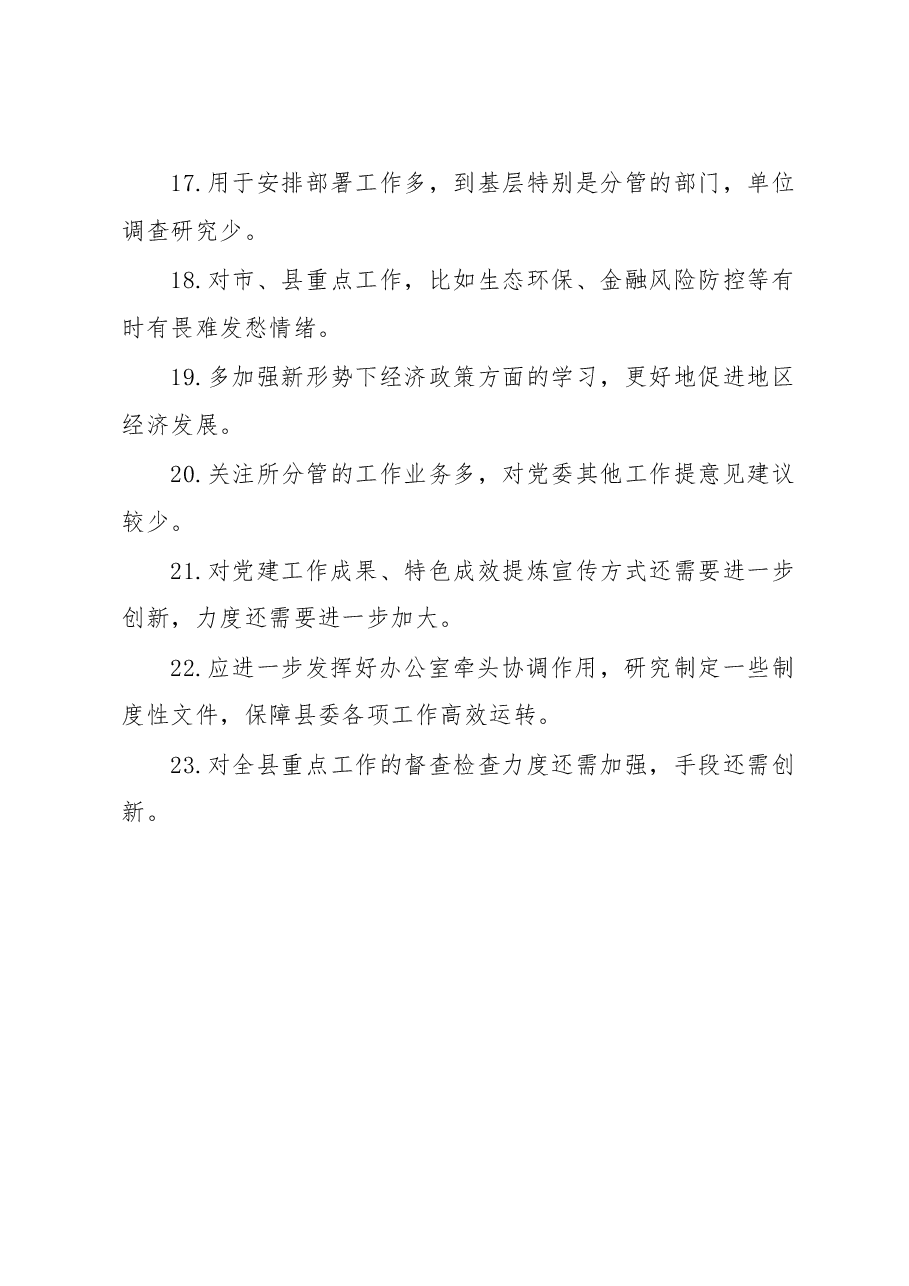 (23条)班子成员2022年度民主生活会批评意见汇集整理.docx,第3页预览