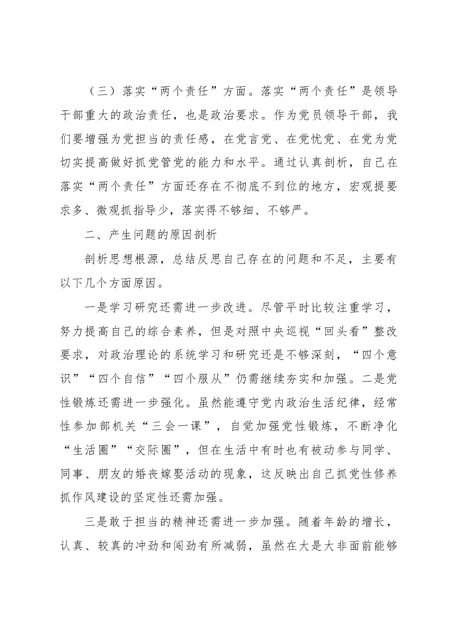 XX党组领导班子巡视整改专题民主生活会对照检查材料2.doc，第3页预览