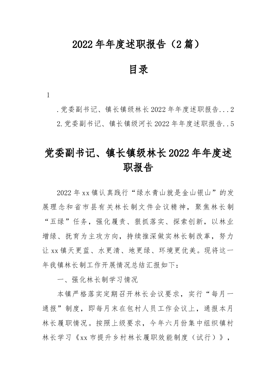 (2篇)2022年年度述职报告.docx,第1页预览
