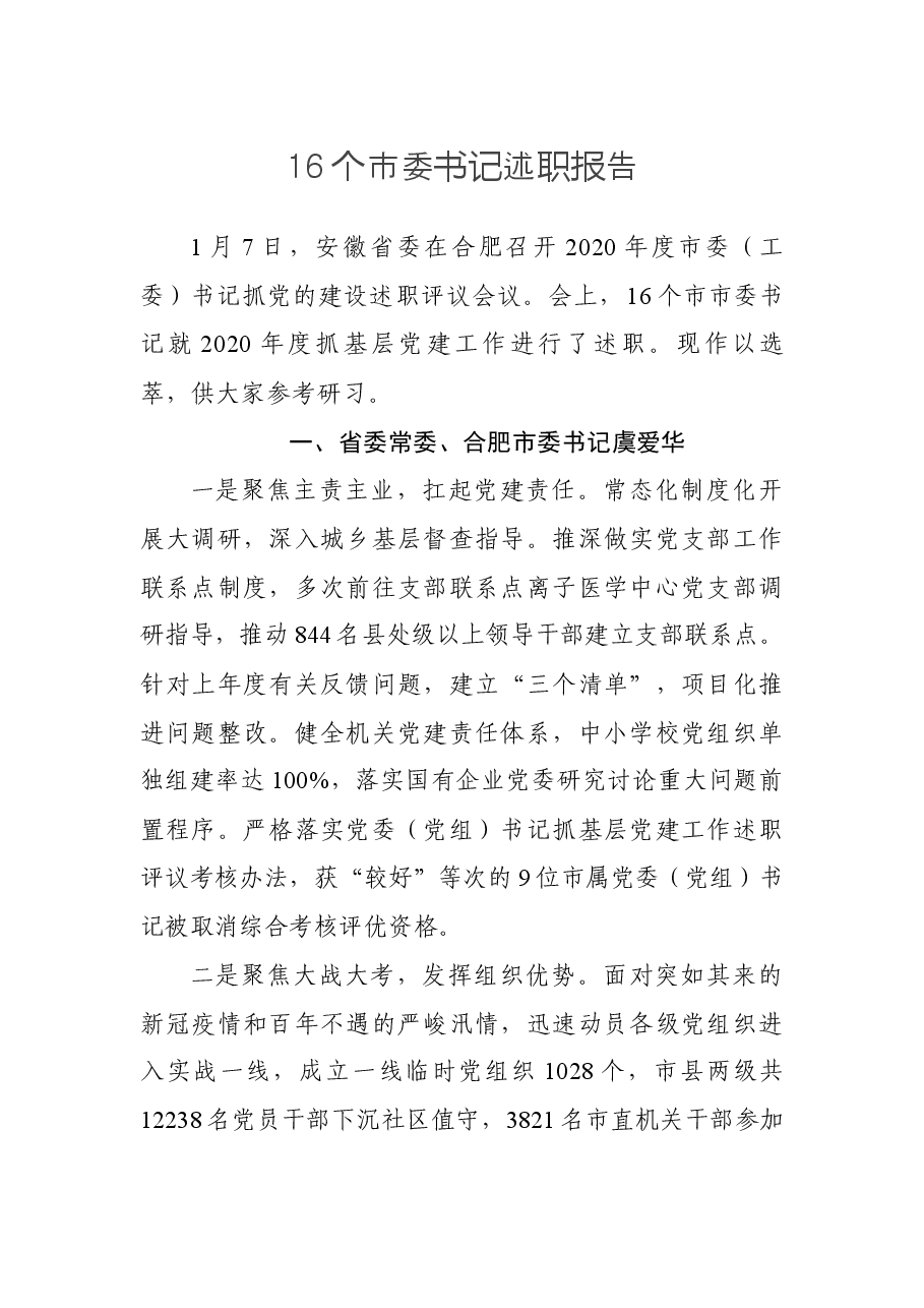 （16篇）市委书记述职报告.docx，第1页预览