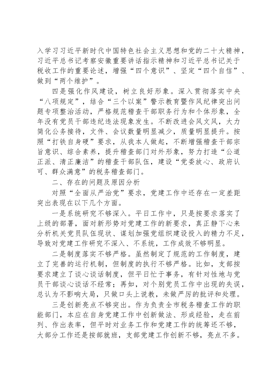 税务稽查局党支部书记抓基层党建工作述职报告范文.docx,第2页预览