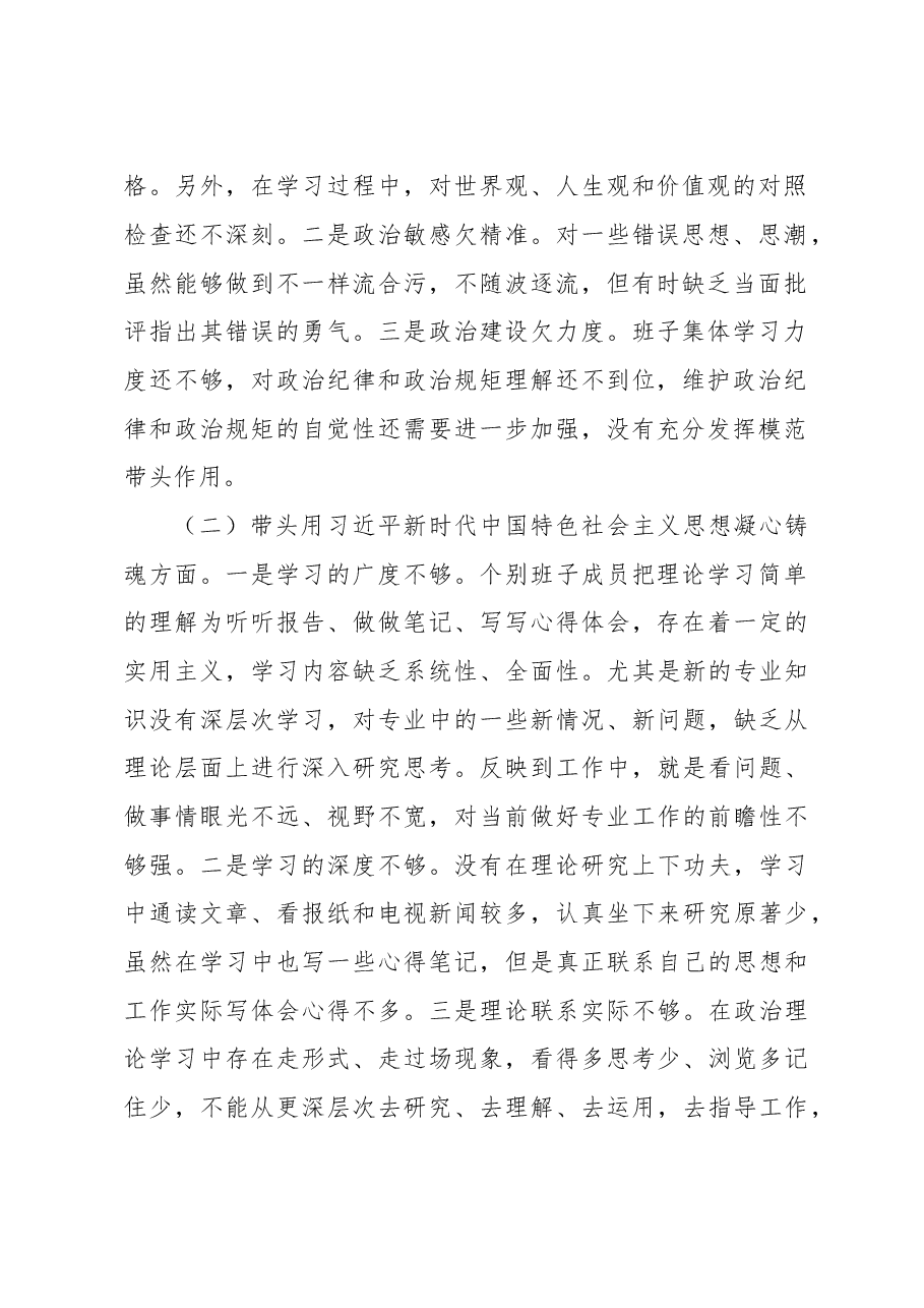 XX镇2022年度民主生活会领导班子对照检查材料.doc,第2页预览