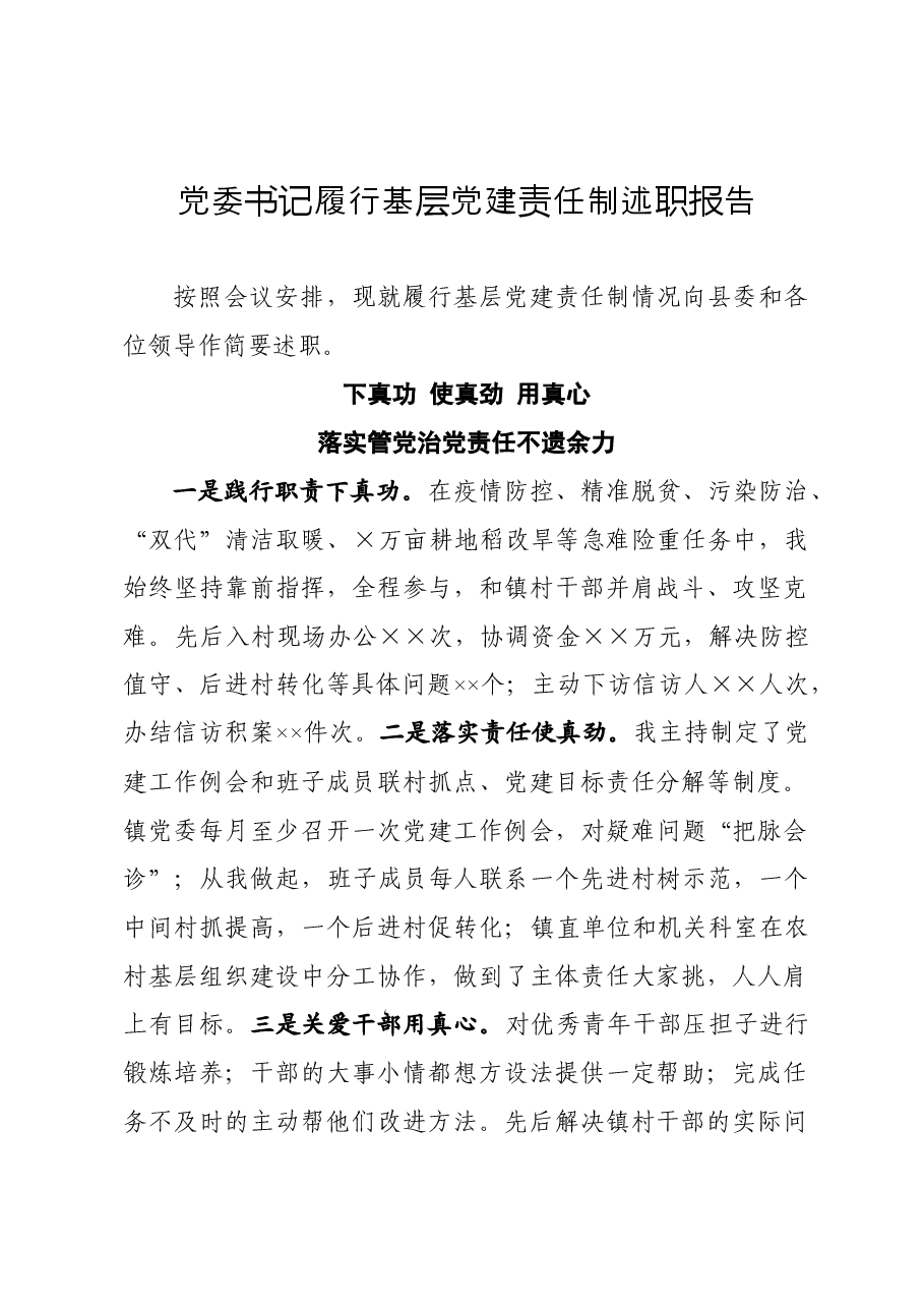 镇党委书记履行基层党建责任制述职报告.docx,第1页预览