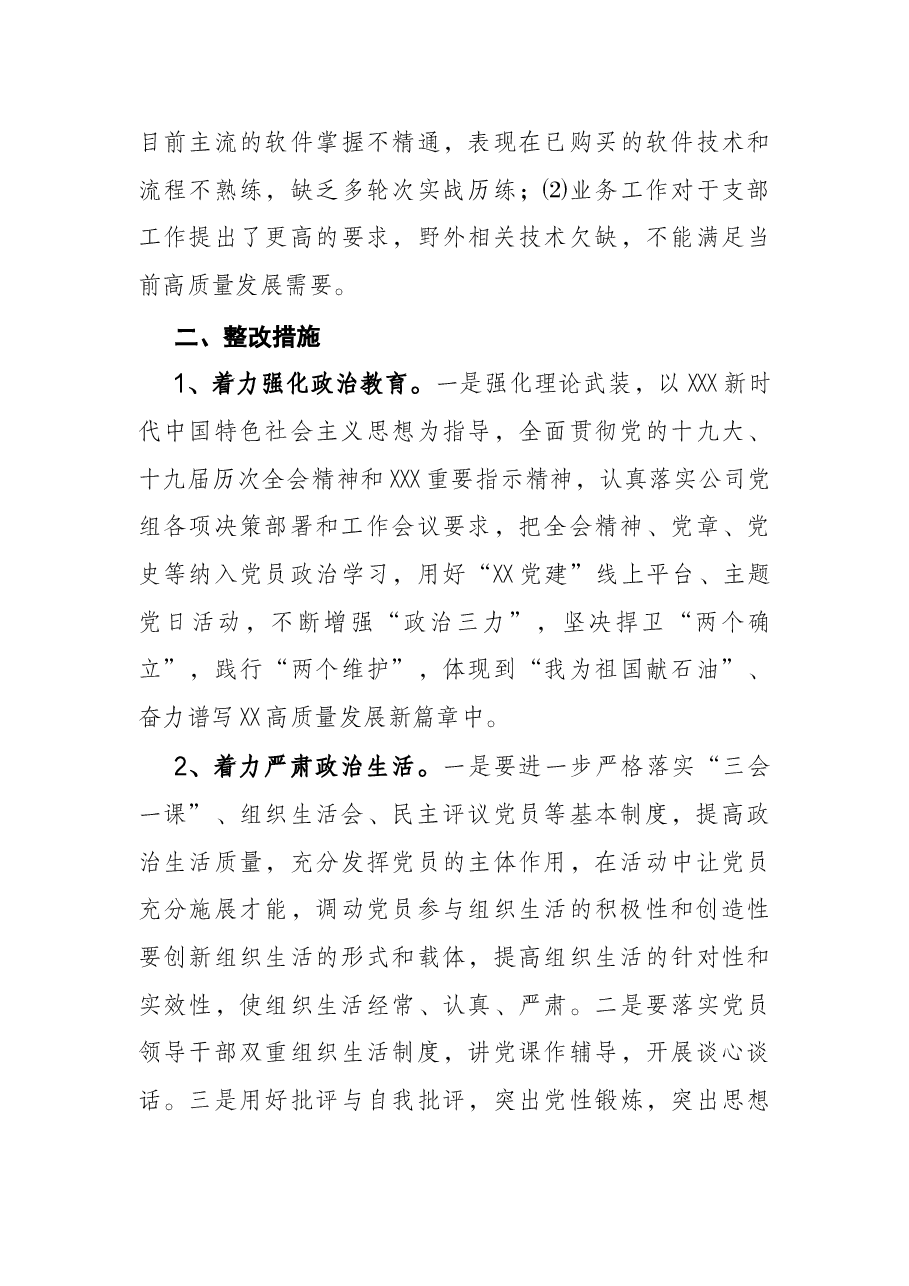 2021年度党支部组织生活会支部委员会查摆问题情况及整改措施.docx,第3页预览
