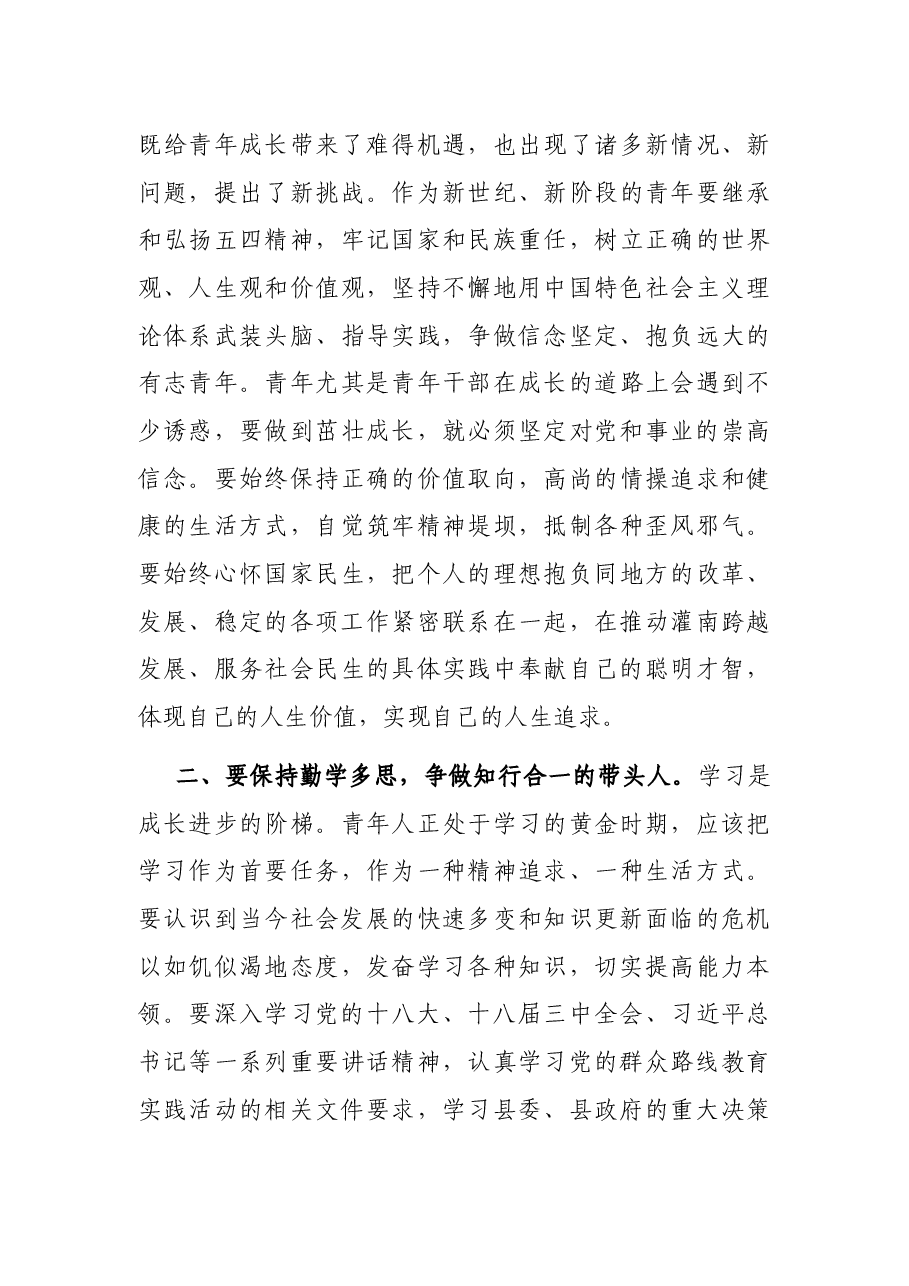 在全县青年代表座谈会上的讲话.docx,第3页预览