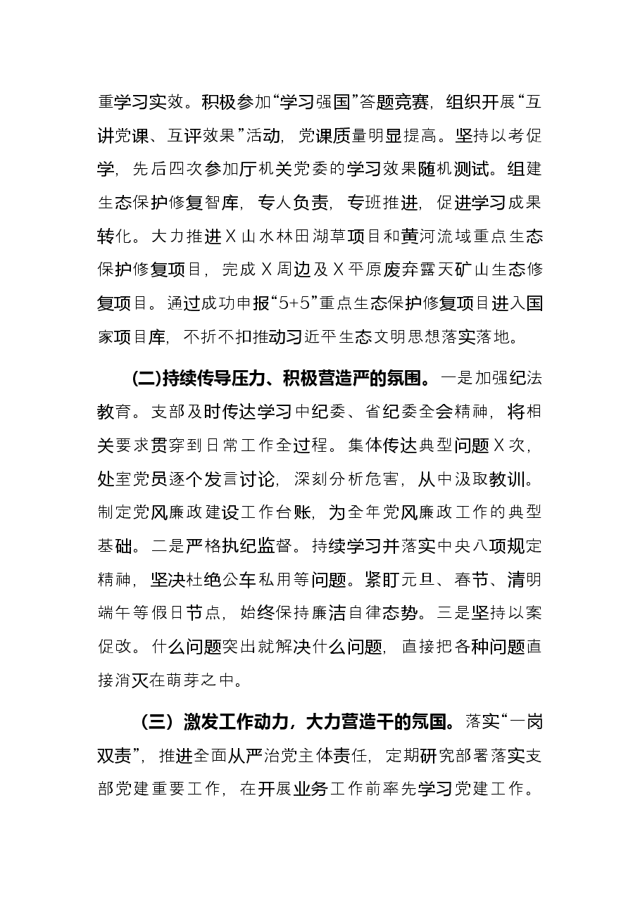 生态修复处党支部书记党建工作述职报告.docx,第2页预览