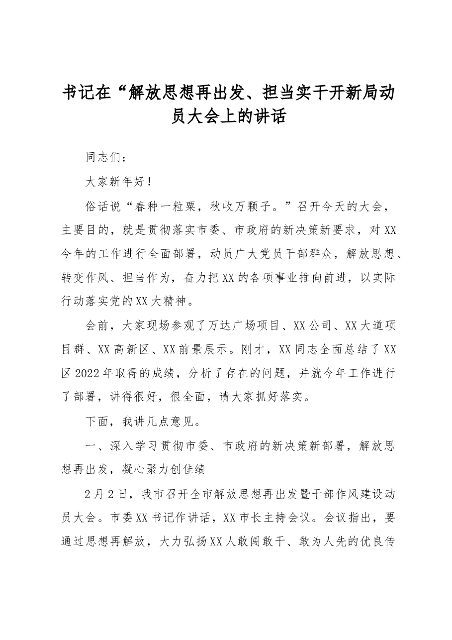 书记在“解放思想再出发、担当实干开新局动员大会上的讲话.docx,第1页预览