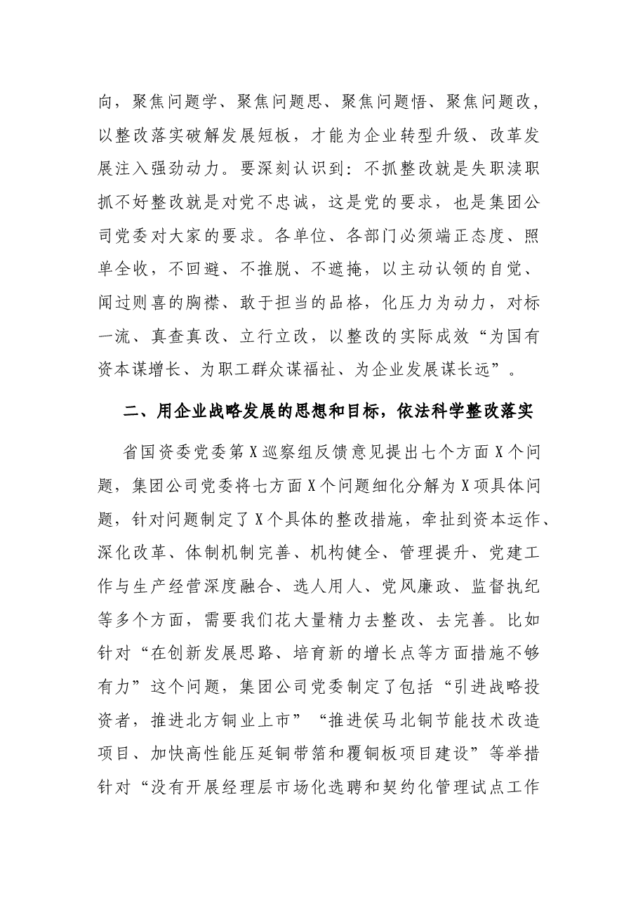 在落实XX党委巡察组反馈意见整改工作动员会上的讲话.docx,第3页预览
