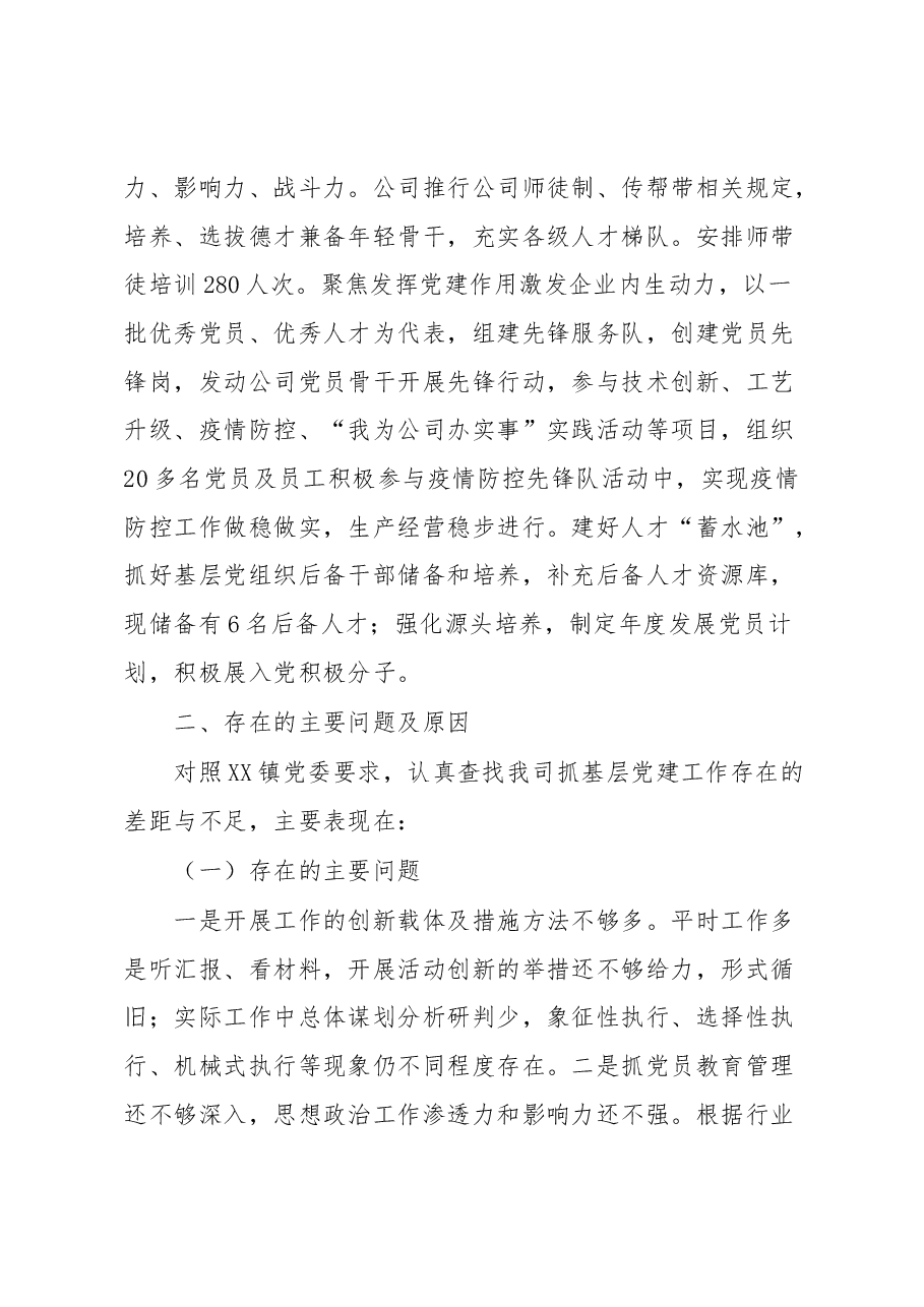 公司党支部书记2022年度抓基层党建工作述职报告.docx,第3页预览