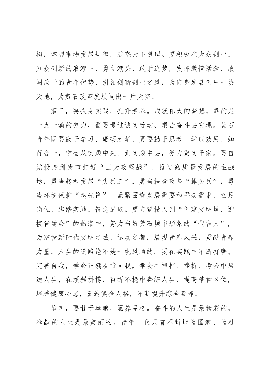 杨军在黄石市纪念“五四”运动99周年主题团日上的讲话.docx,第3页预览