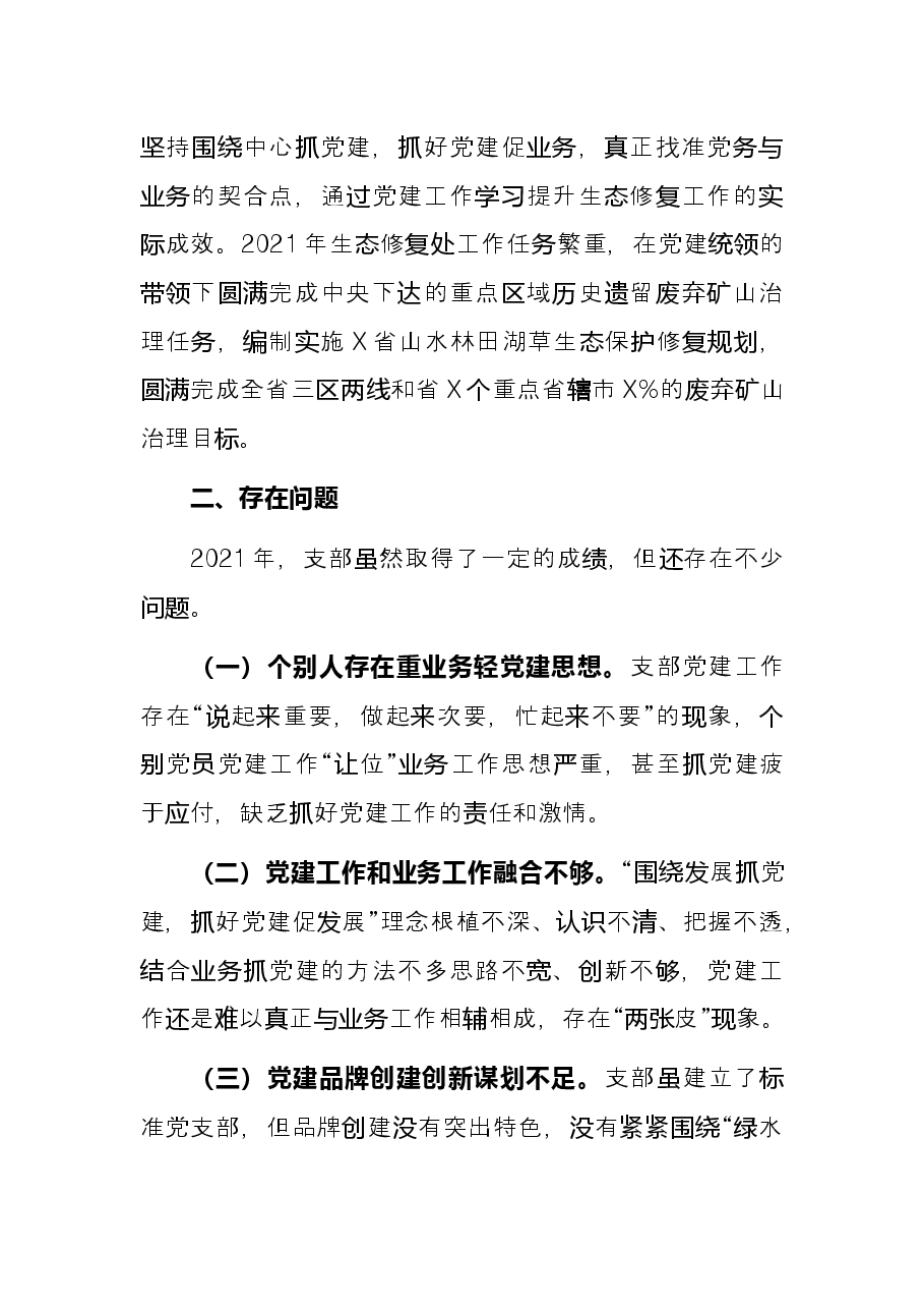 生态修复处党支部书记党建工作述职报告.docx,第3页预览