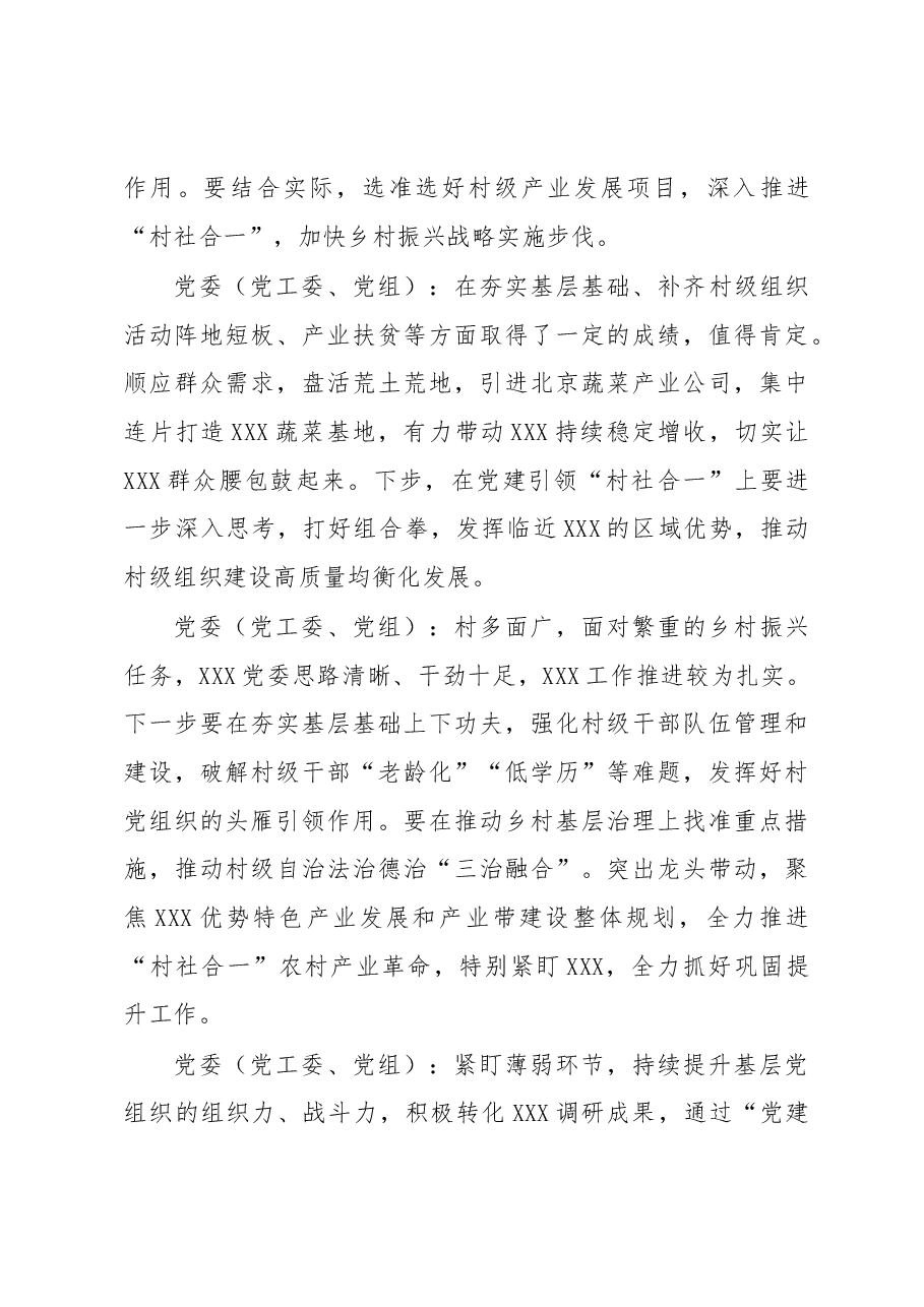 在全市基层党委(党工委、党组)书记抓党建工作述职评议会上的点评参考意见.docx,第3页预览