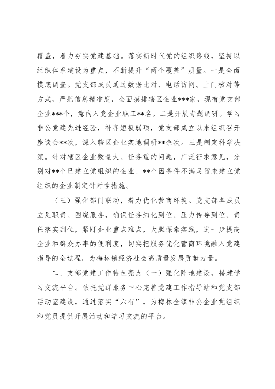 2022年度镇非公党建指导站党支部抓基层党建工作述职报告.docx,第2页预览