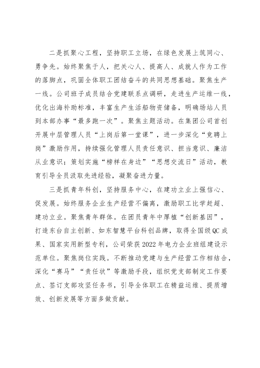 2022年度某国企党委书记述职报告.docx,第2页预览