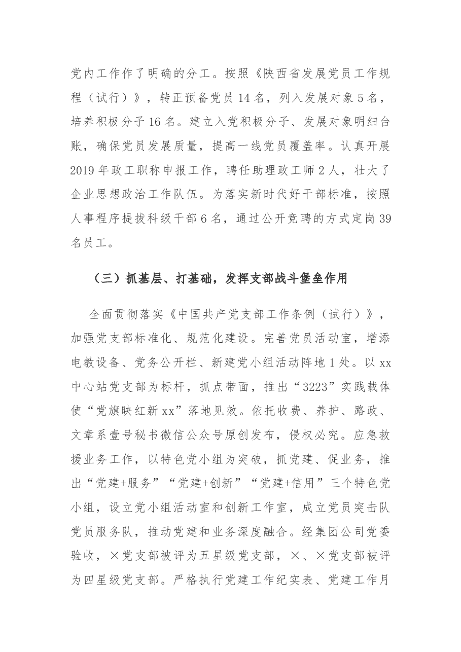公司党委2019年度党委书记抓党建工作述职报告.docx,第3页预览