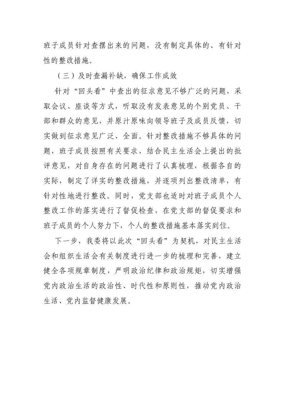 X区纪委监委民主生活会“回头看”自查整改情况报告.docx,第3页预览