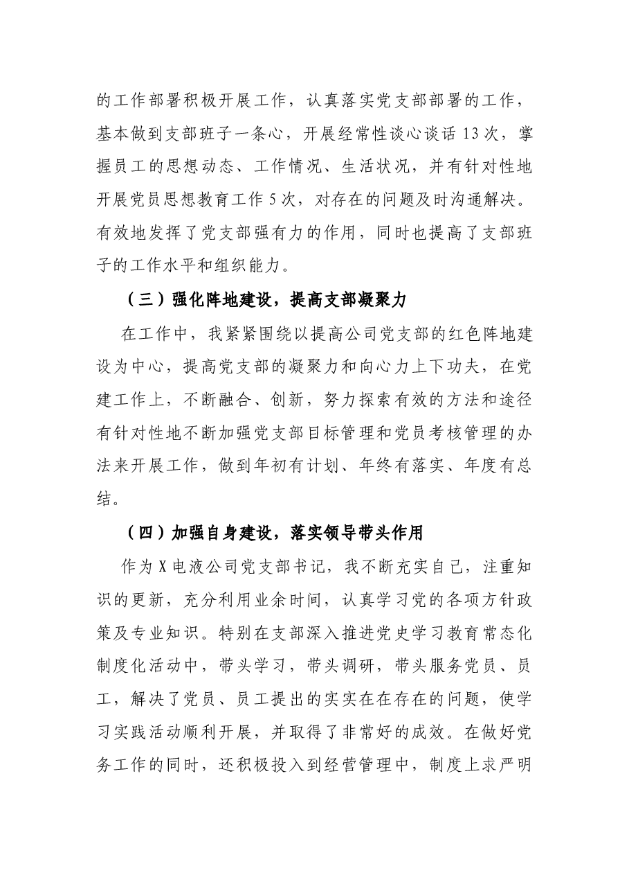 电液公司党支部书记抓基层党建工作述职报告.docx,第2页预览