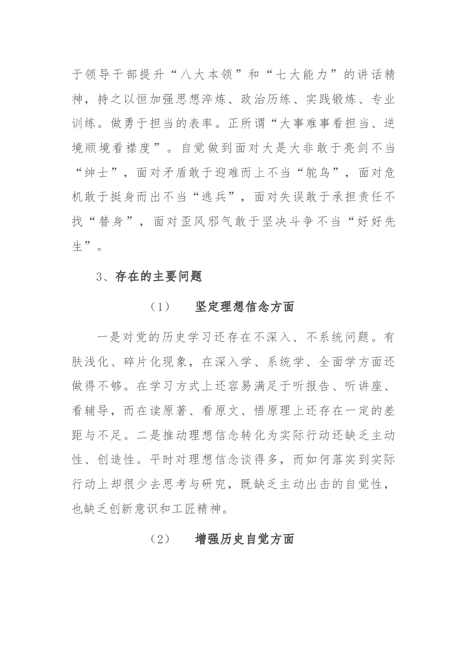 厅级领导党史学习教育组织生活会个人检查材料.docx,第4页预览