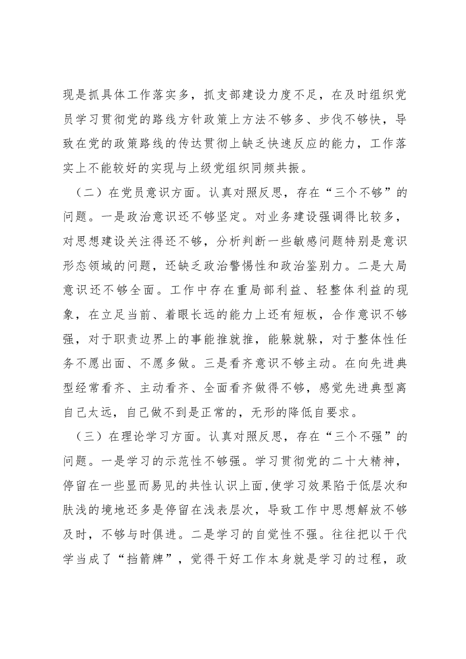 2022年度组织生活会支部书记个人对照检查材料.docx,第2页预览