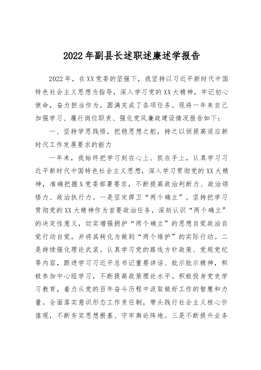 2022年副县长述职述廉述学报告.docx,第1页预览