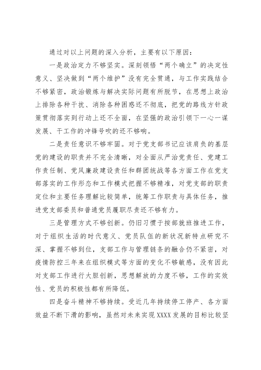 XX党支部2022年度组织生活会个人发言提纲(党支部书记).docx,第4页预览