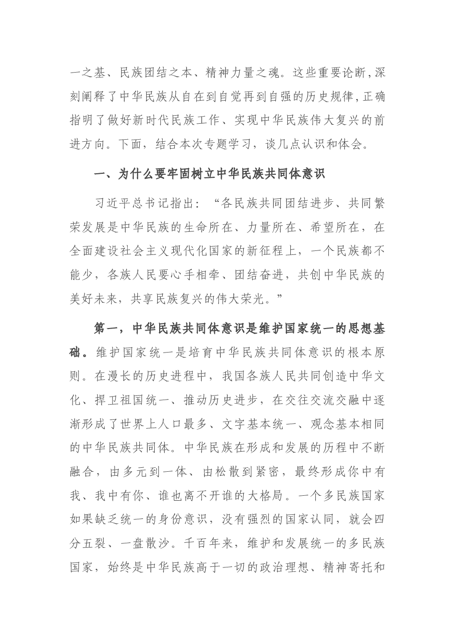 铸牢中华民族共同体意识研讨发言材料.docx,第2页预览