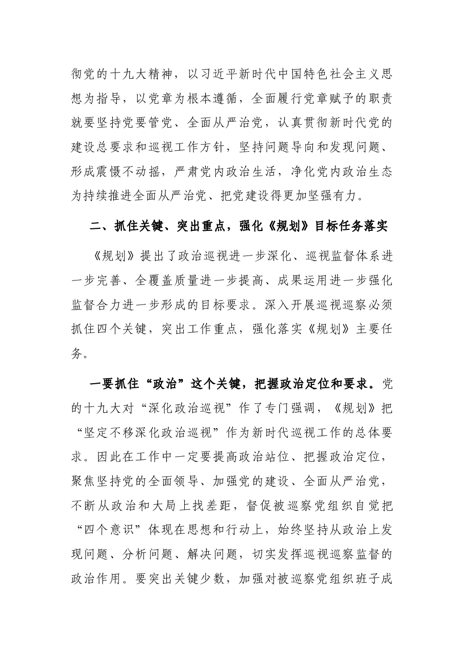 交流发言:坚定两个维护 抓住四个关键 推进政治巡视巡察向纵深发展(巡察工作领导小组组长).docx,第3页预览