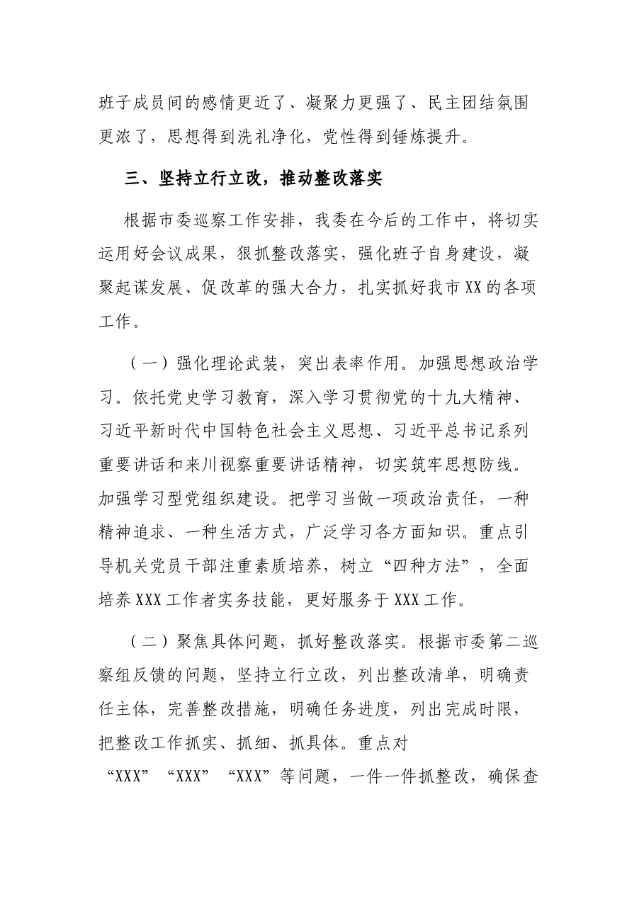 关于召开巡察整改专题民主生活会情况的报告.docx,第3页预览