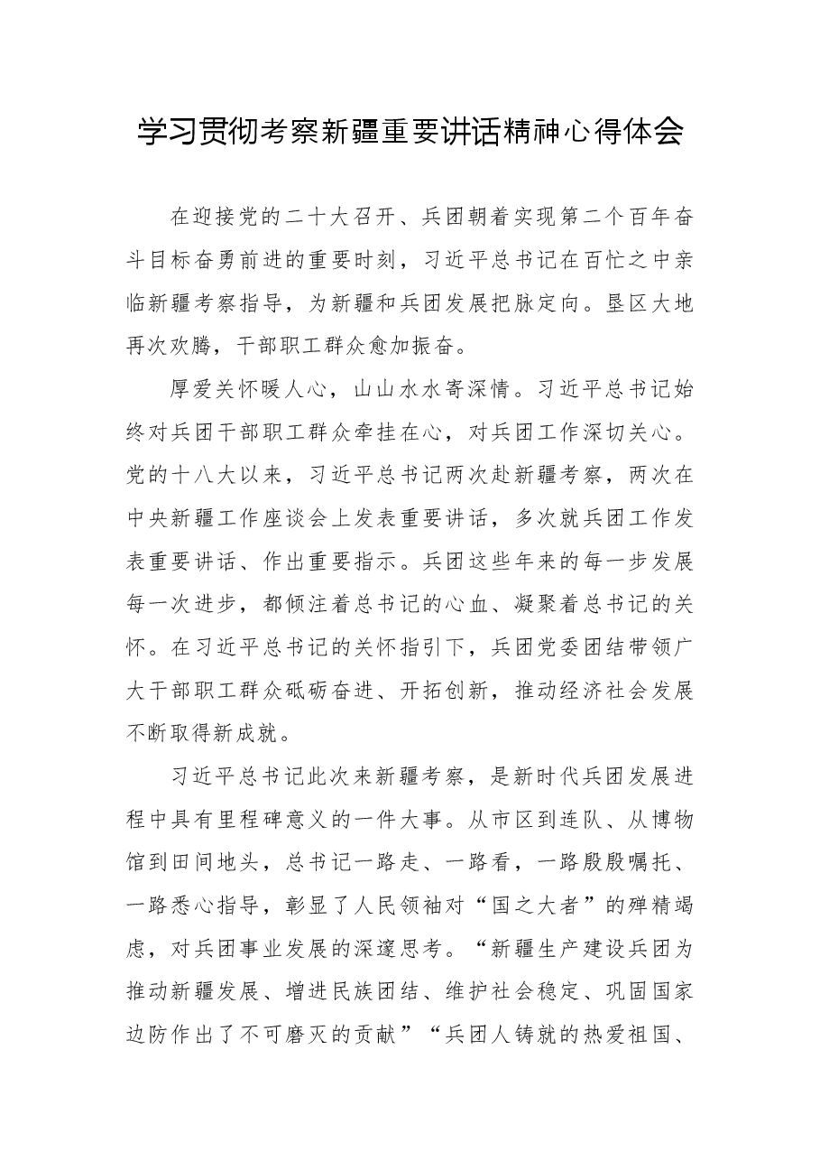 学习贯彻考察新疆重要讲话精神心得体会8.docx,第1页预览