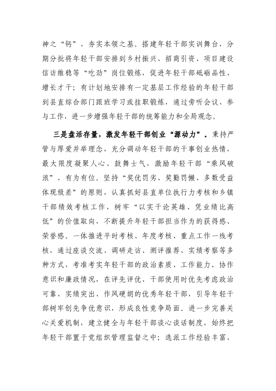 年轻干部队伍建设工作座谈发言.docx,第3页预览